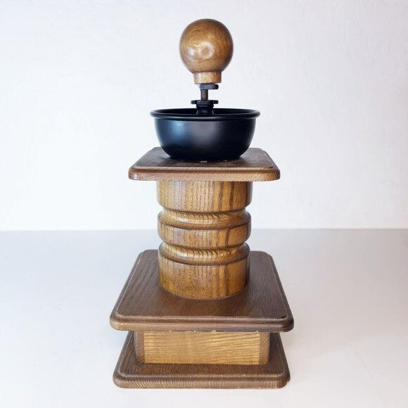 Vintage Coffee Grinder Mill Top Load Hand Crank Brown Wood Black Metal - Picture 3 of 5